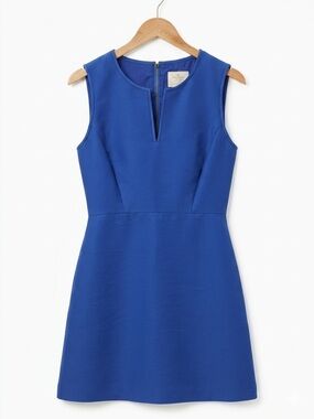 Kate Spade Blue Notch Neck Sleeveless Ponte Dress with Exposed Zipper Size 12